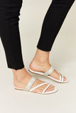 WILD DIVA Rhinestone Strappy Flat Sandals 