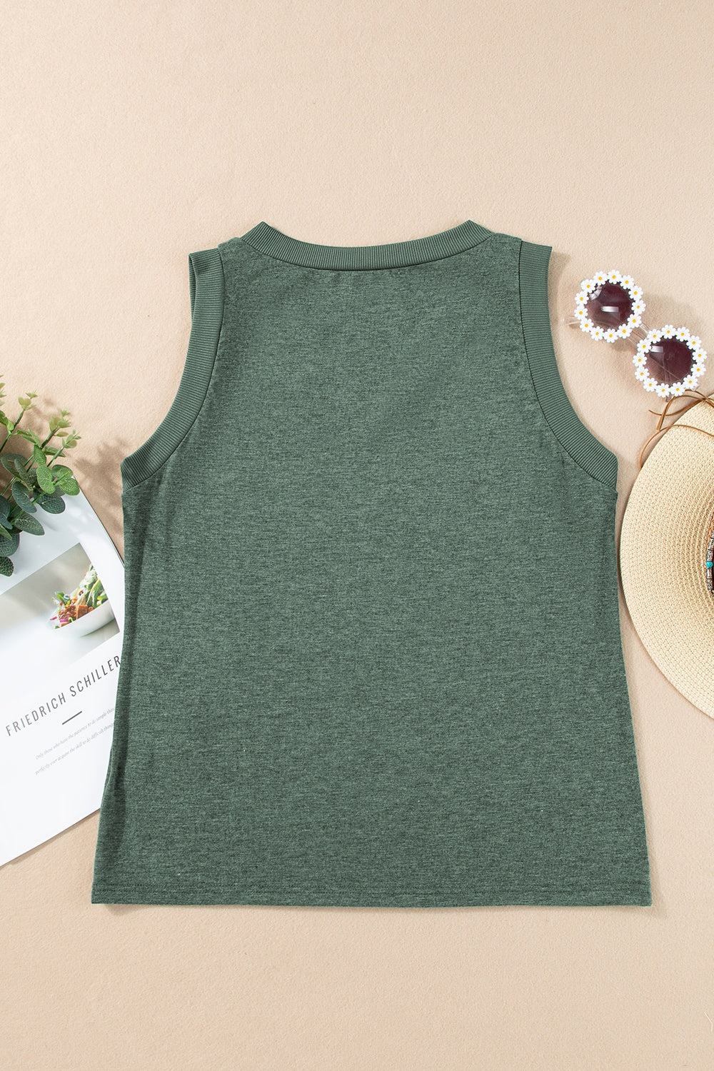 V-Neck Wide Strap Tank 