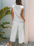 Casual Striped Tank and Wide Leg Pants 2pcs Set Two Piece Dresses