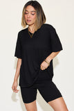 Basic Bae Full Size V-Neck Drop Shoulder T-Shirt and Shorts Set 