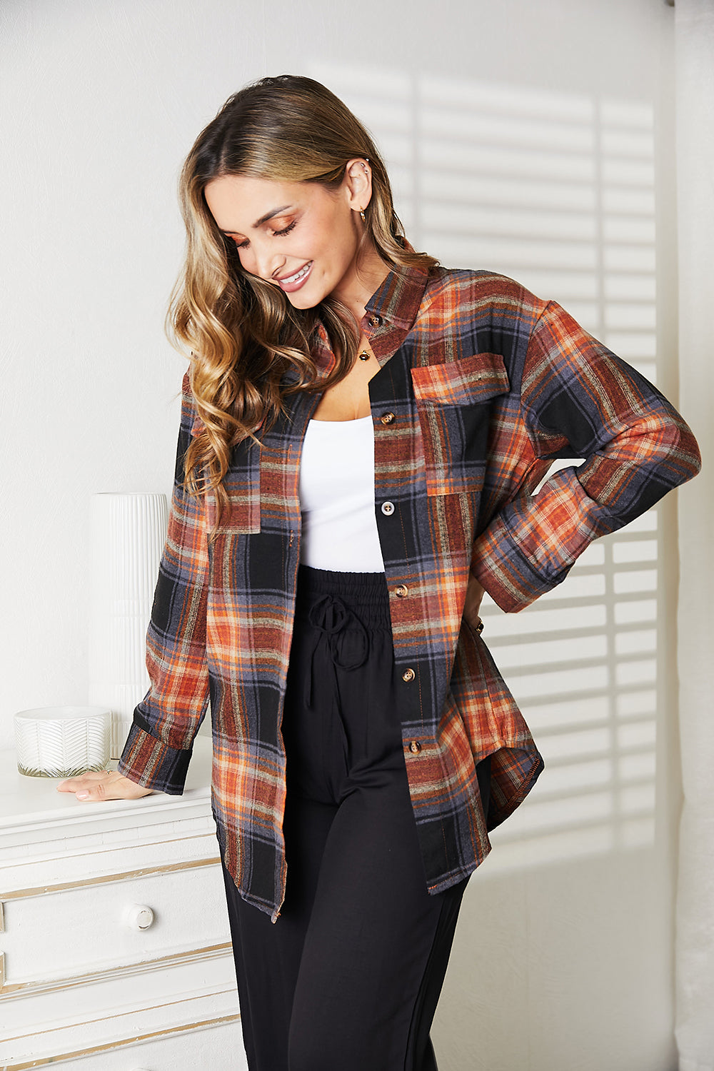 Mandy Plaid Dropped Shoulder Shirt 