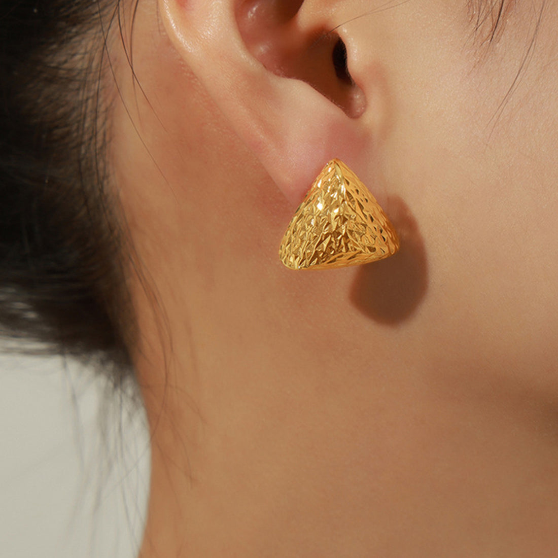 Gold-Plated Geometric Stud Earrings 