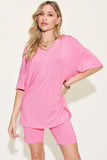 Basic Bae Full Size V-Neck Drop Shoulder T-Shirt and Shorts Set 
