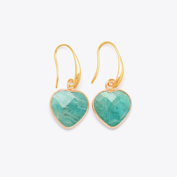 Natural Stone Heart Drop Earrings 