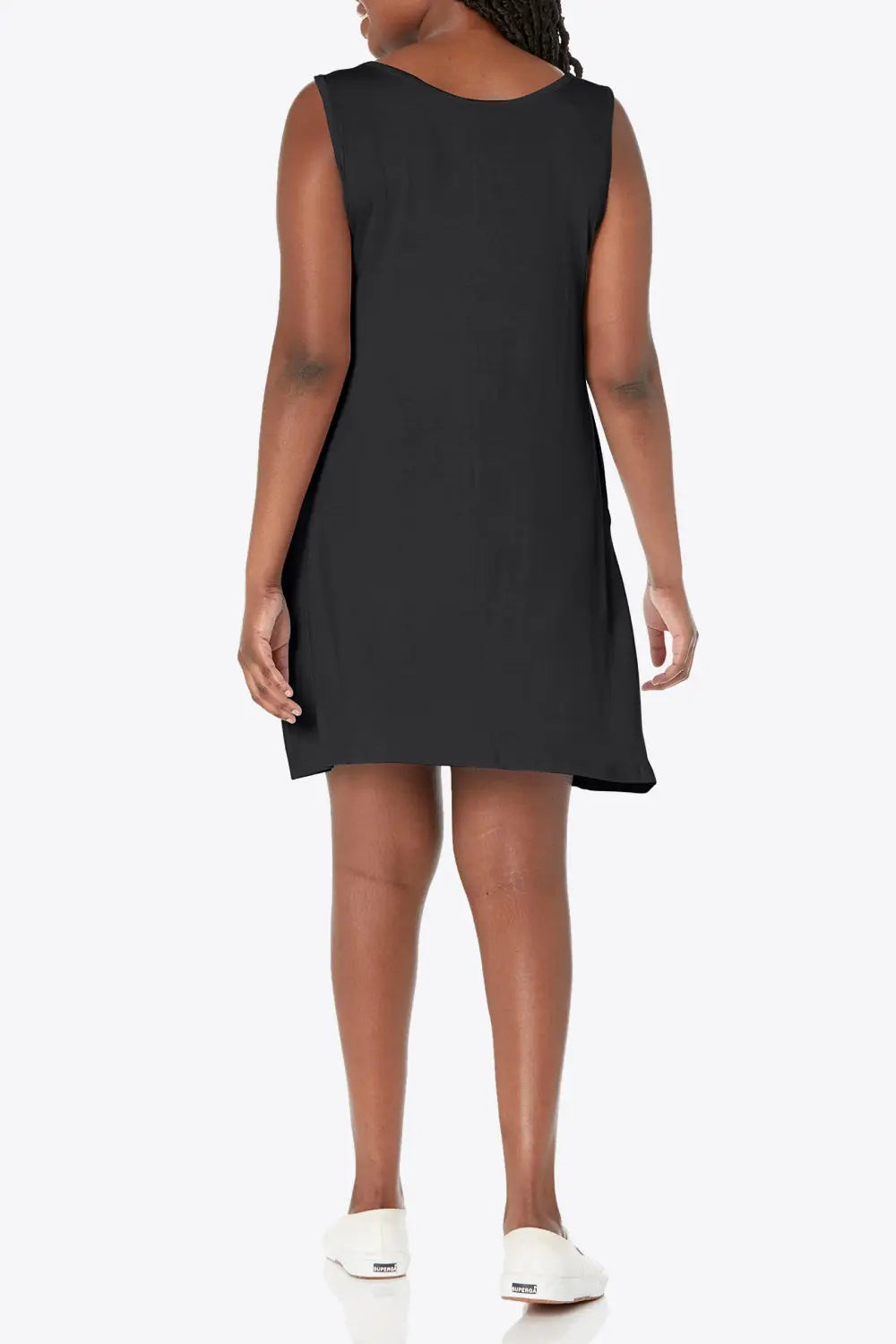 Full Size Round Neck Sleeveless Dress with Pockets 