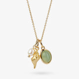 14K Gold-Plated Natural Crystal Conch Pendant Necklace 