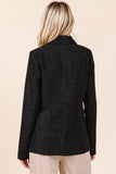 Mittoshop Plaid Texture Double-Breasted Long Sleeve Blazer 