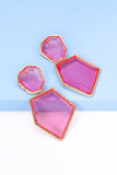 Geometrical Shape Zinc Alloy Frame Resin Dangle Earrings 