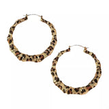 Leopard Bamboo Textured Hoop Earrings 