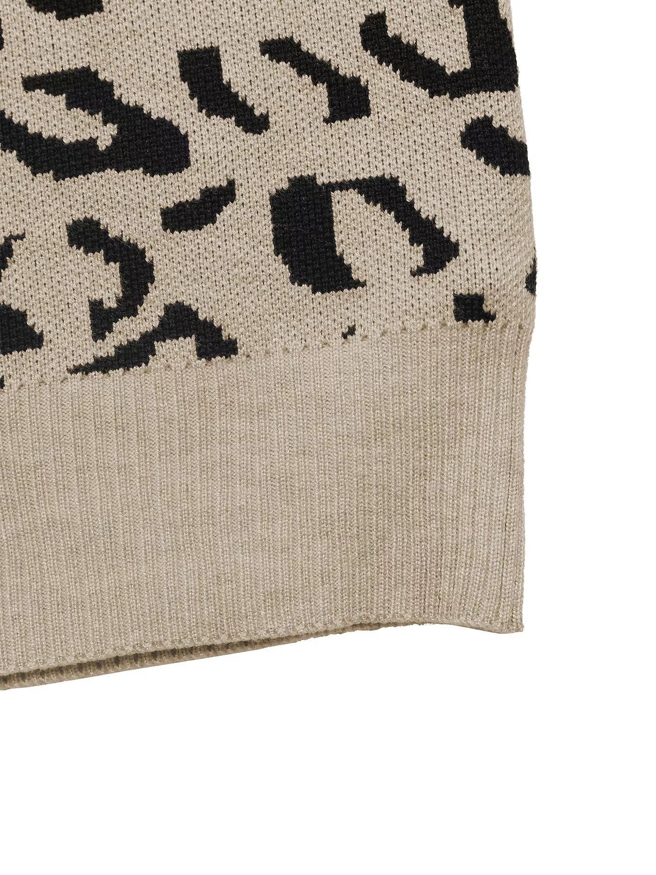 Frill Leopard Long Sleeve Sweater 