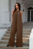 Double Take Full Size Tie Back Cutout Sleeveless Jumpsuit 