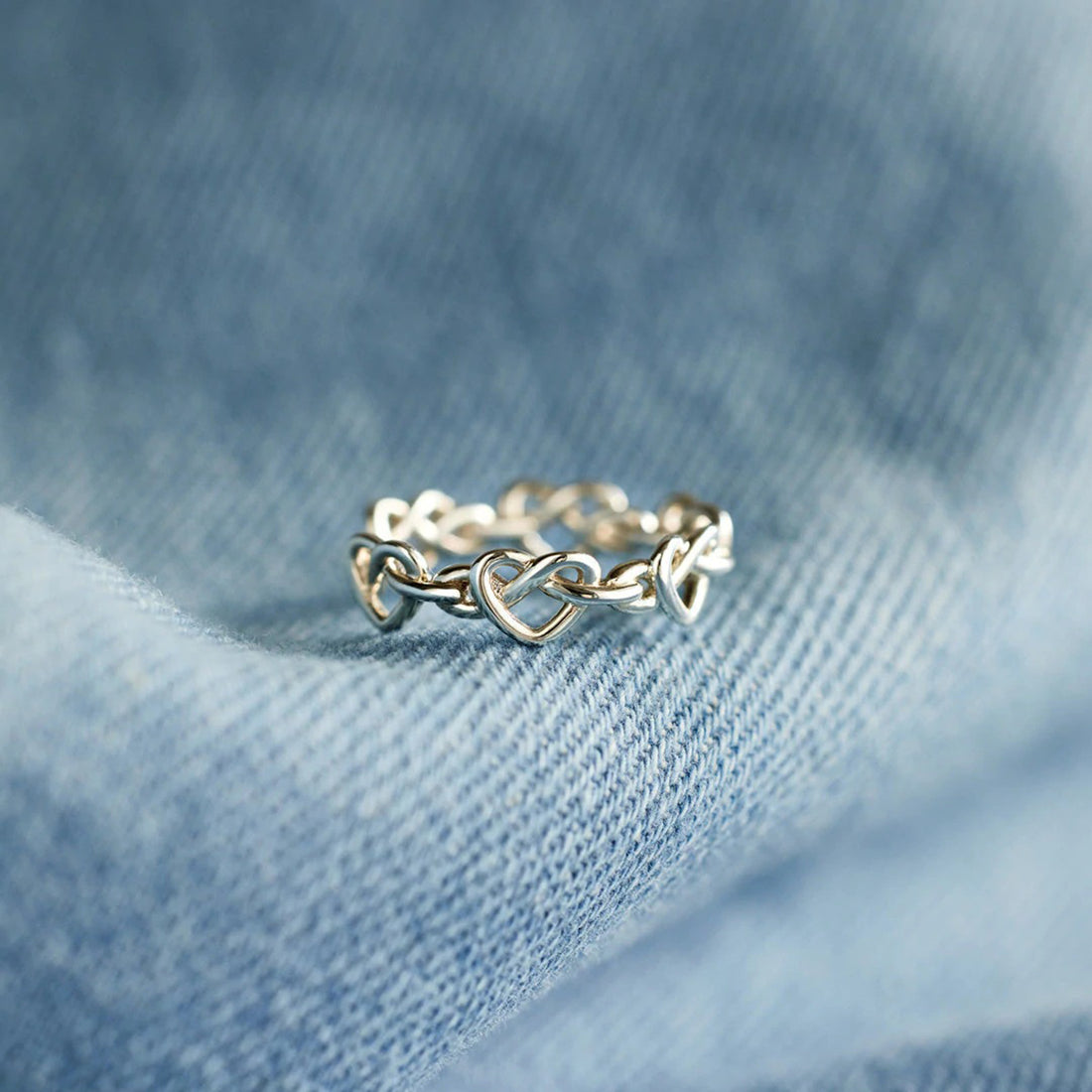 Knotted Hearts 925 Sterling Silver Open Ring 