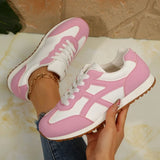Contrast Lace Up Round Toe Sneakers 