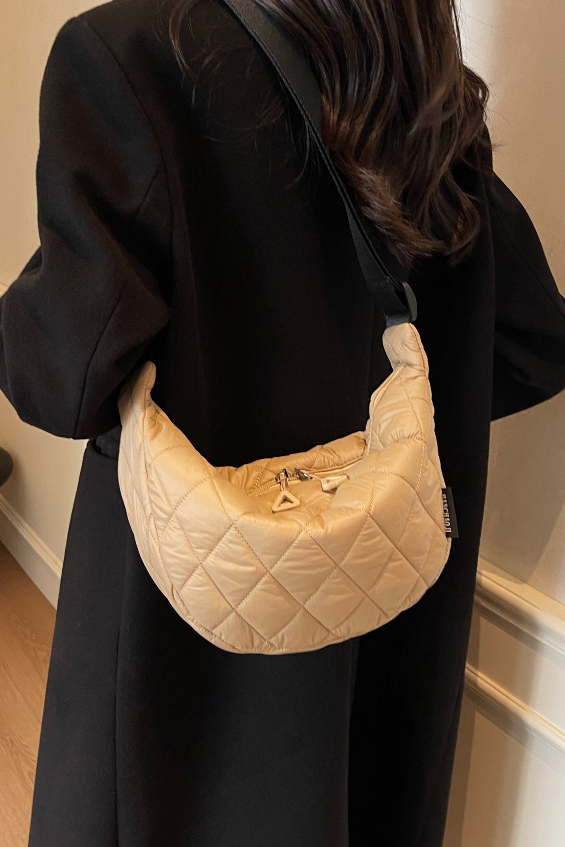 Quilted Adjustable Strap Crossbody Bag 