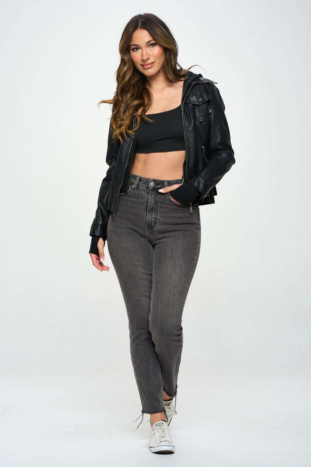 Coalition LA Double Zip Hooded Long Sleeve Jacket 