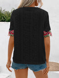Ivy Lane Eyelet Embroidered V-Neck Short Sleeve Blouse 