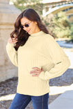 Basic Bae Full Size Ribbed Exposed Seam Mock Neck Knit Top 