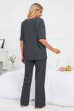Slit Round Neck Top and Pants Lounge Set Lingerie & Nightwear
