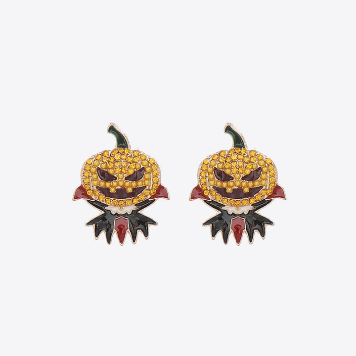 Demon Pumpkin Rhinestone Alloy Earrings 