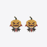 Demon Pumpkin Rhinestone Alloy Earrings 