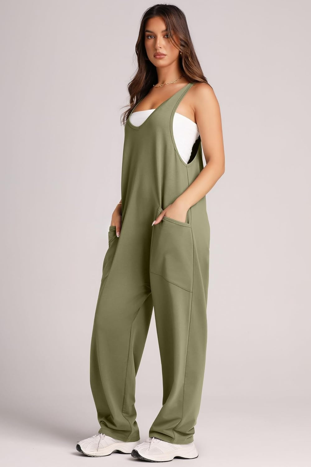 Lovelet Wide Strap Jumpsuit with Pockets 