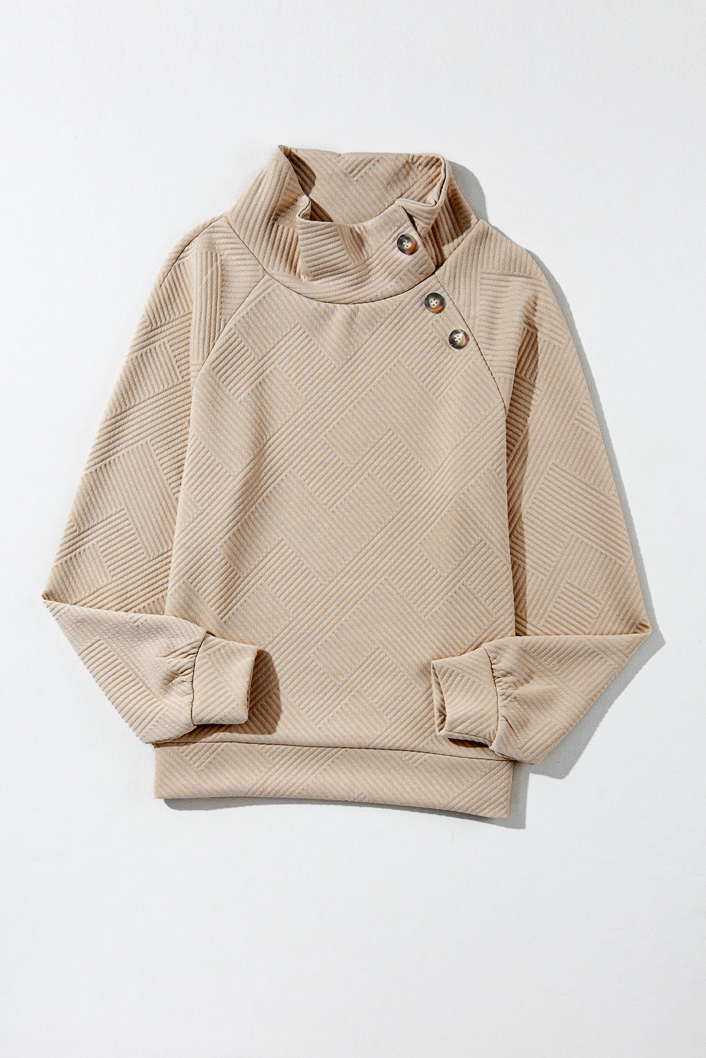 Textured Turtleneck Long Sleeve Sweatshirt 