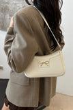Bow Trim PU Leather Shoulder Bag 