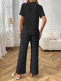 Ribbed Knit Short Sleeve Top and Pants Lounge Set Lingerie & Nightwear