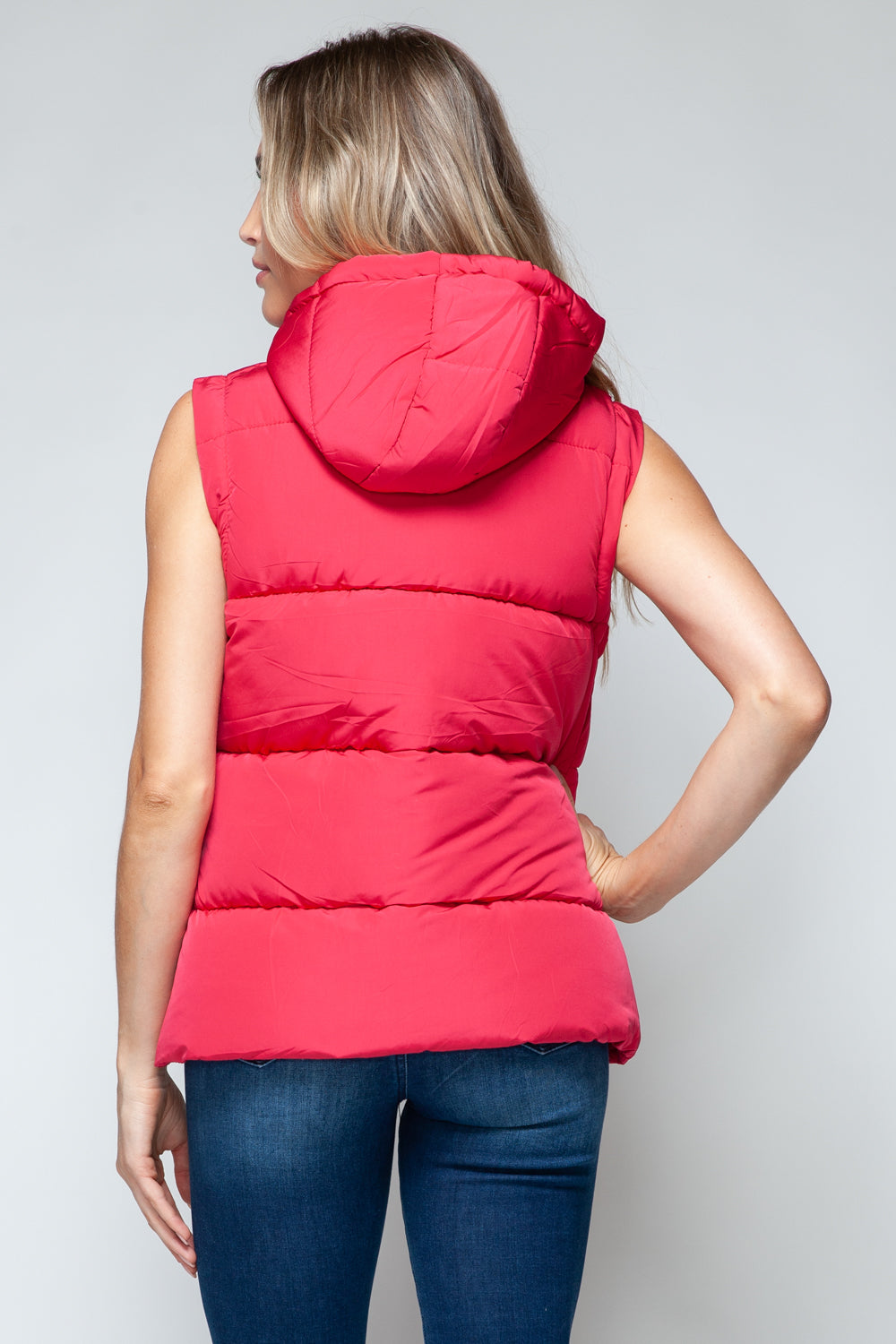 Snobbish Snap and Zip Closure Hooded Vest 
