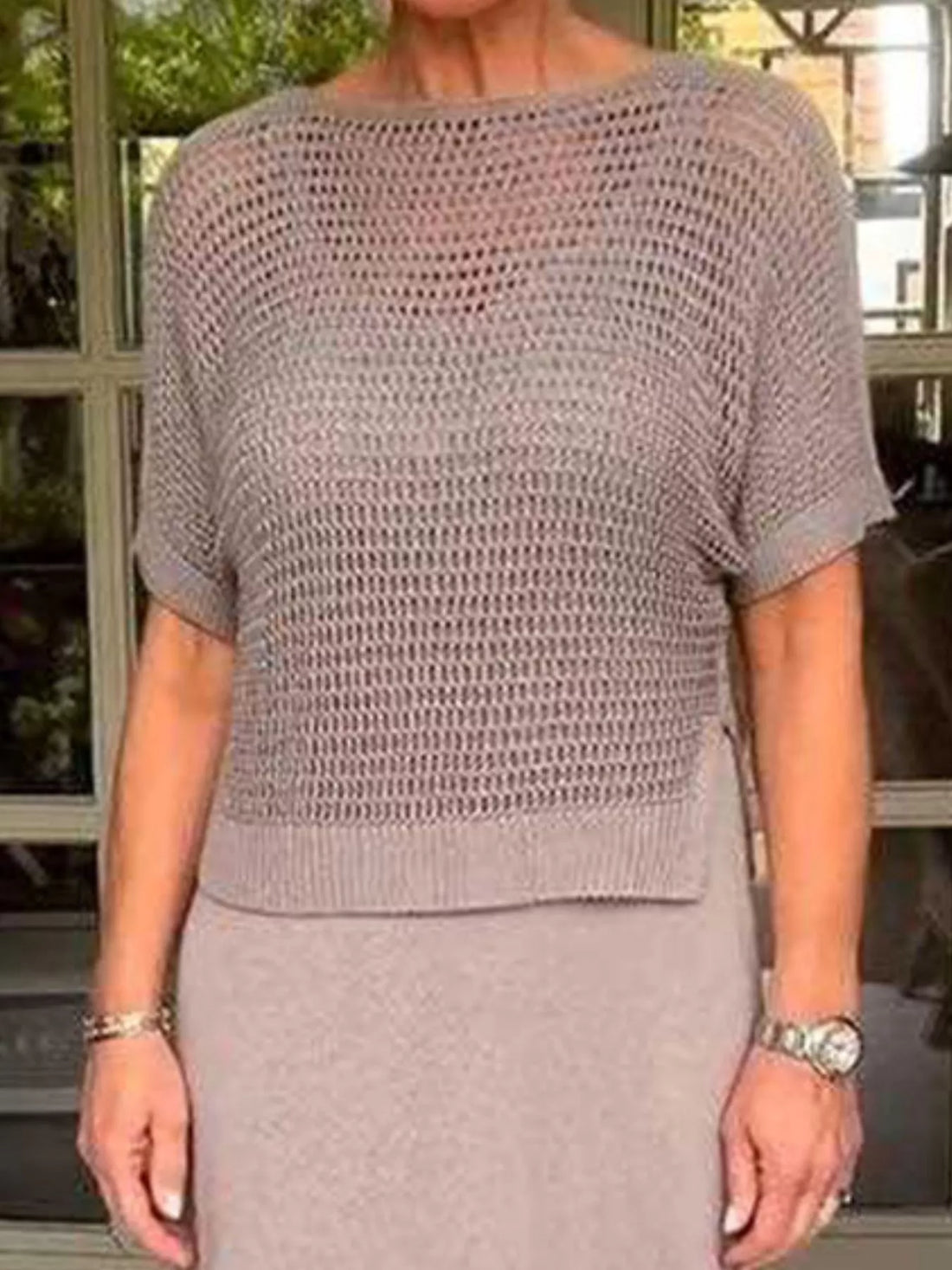 Full Size Openwork Knit Cover Up and Dress Set Plus Size Two Piece Dresses