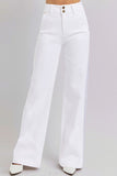 RISEN Full Size Tummy Control Double Button Wide Leg Jeans 