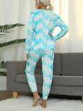 Shiny Tie-Dye Round Neck Top and Pants Lounge Set Lingerie & Nightwear