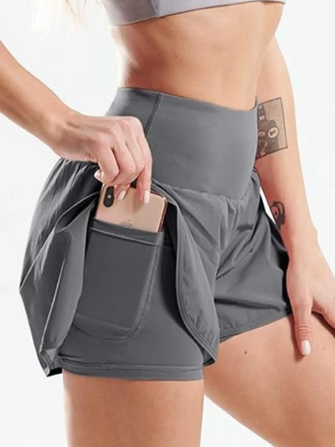 Pocketed High Waist Active Shorts 