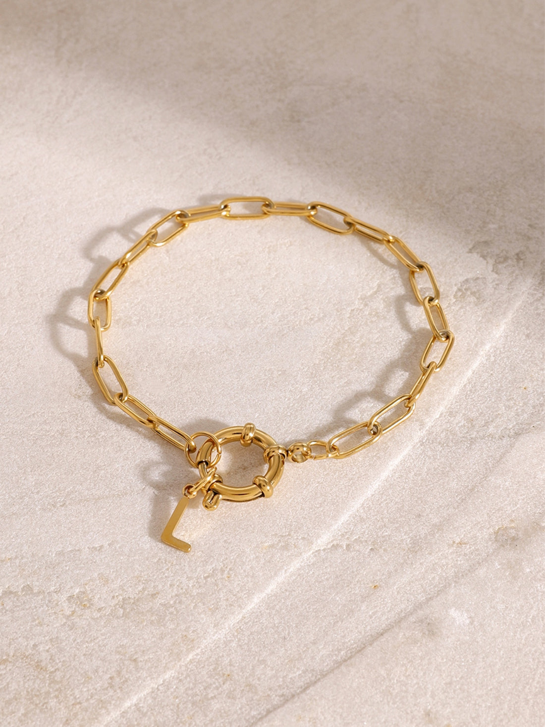 18K Gold-Plated Stainless Steel Letter L Bracelet Accessories