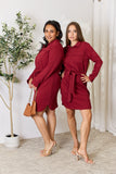 Culture Code Full Size Tie Front Half Zip Long Sleeve Shirt Dress 