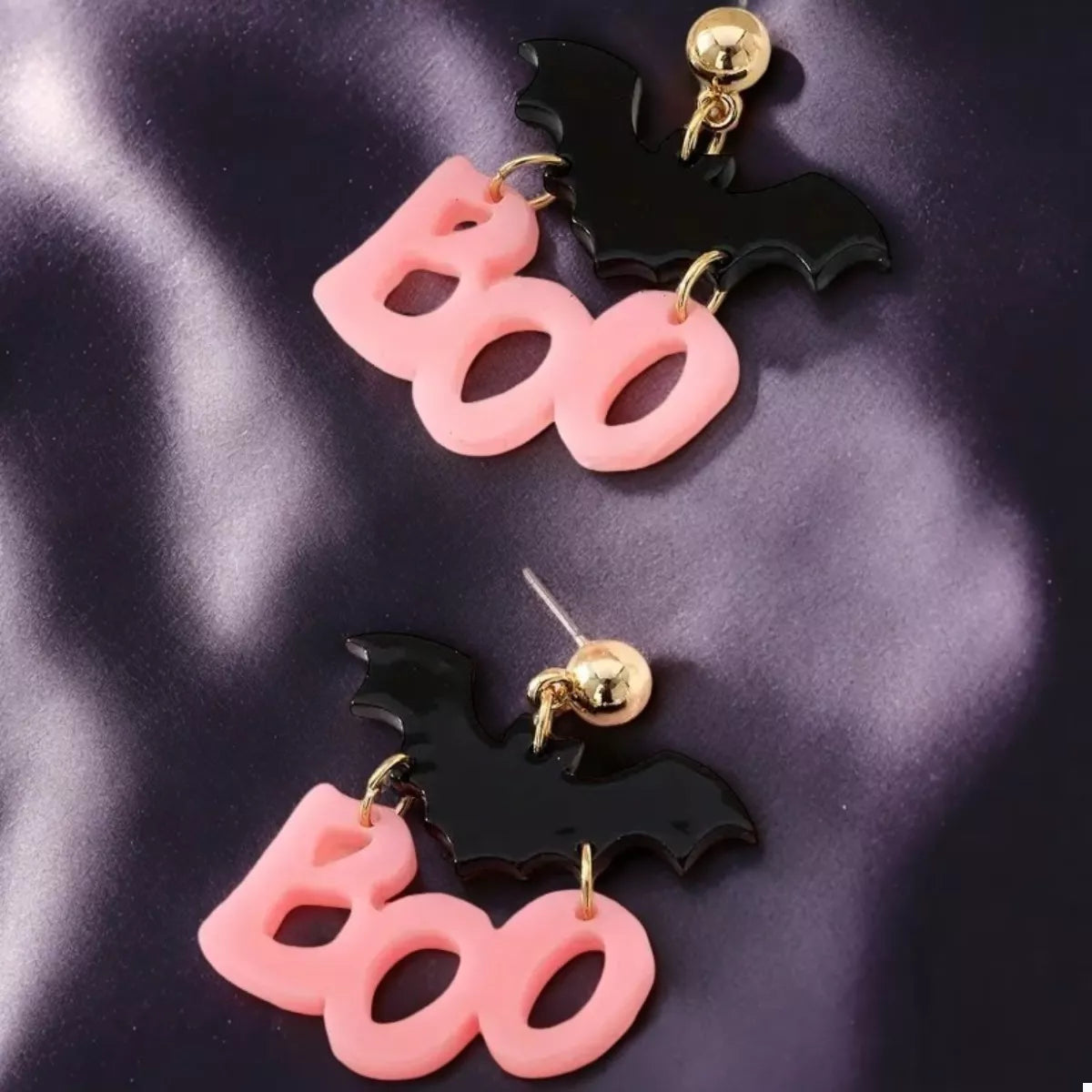 Halloween Bat Boo Dangle Earrings 