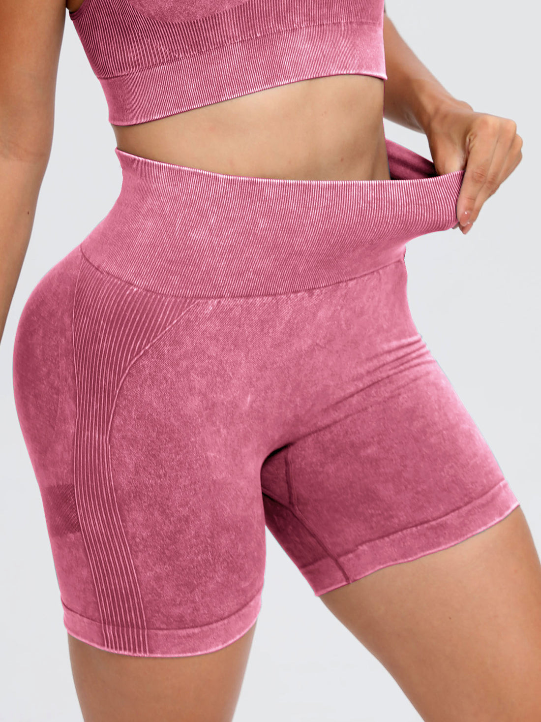 Washed High Waist Active Shorts 