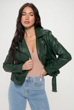 Coalition LA Zip Up Biker Jacket with Belt 