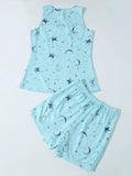 Printed Round Neck Top and Shorts Lounge Set Lingerie & Nightwear