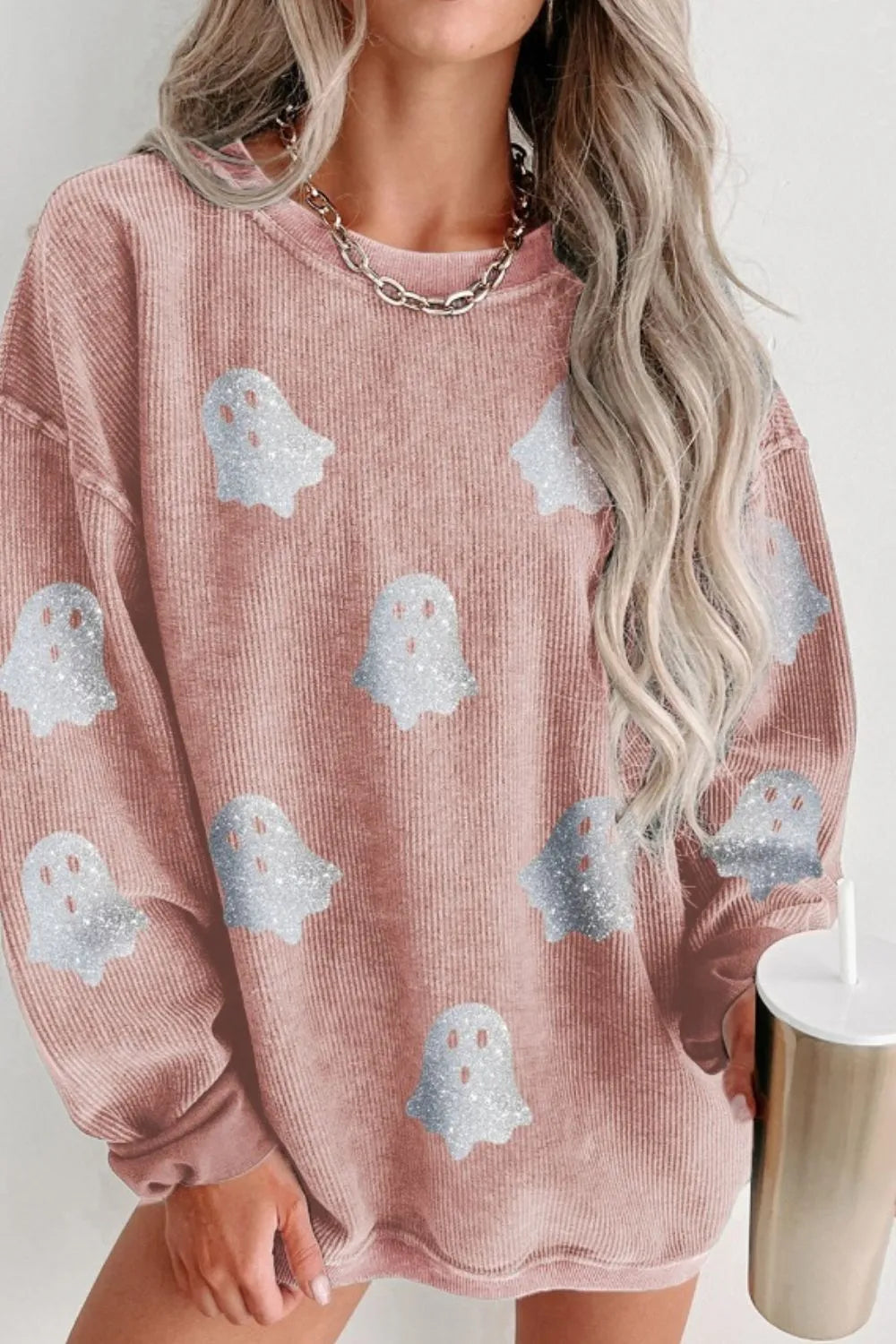 Ghost Round Neck Oversized Sweatshirt 
