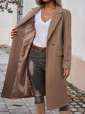 Devine Pocketed Collared Neck Long Sleeve Coat 