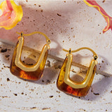 Resin Copper U Shape Earrings 