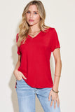 Basic Bae Full Size V-Neck High-Low T-Shirt 
