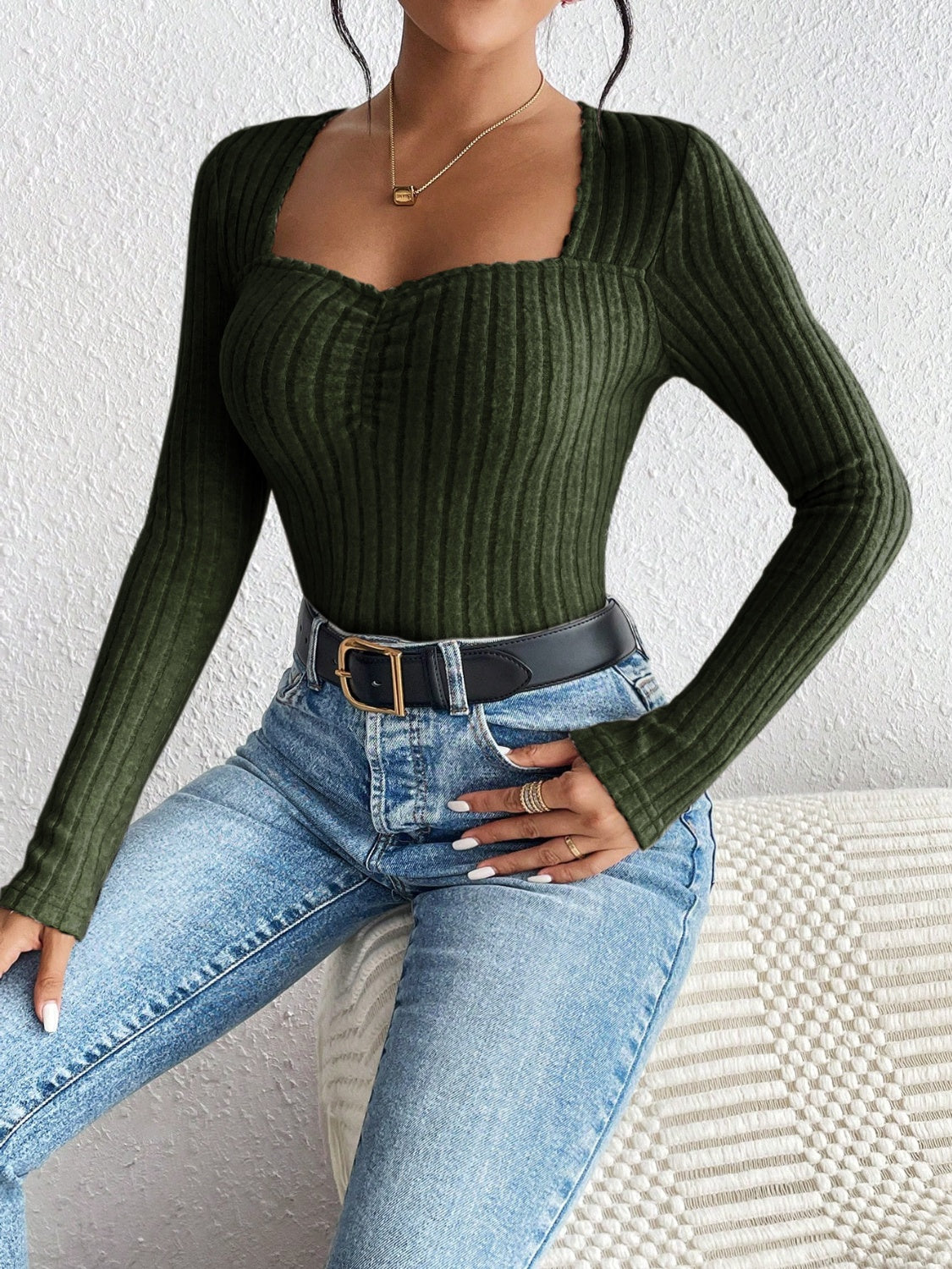 Honey Ribbed Long Sleeve T-Shirt 