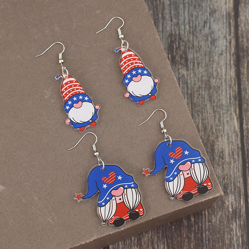 2 Pair Acrylic Gnome Earrings 