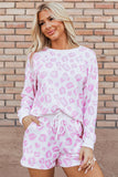 Leopard Long Sleeve Top and Drawstring Shorts Lounge Set Lingerie & Nightwear