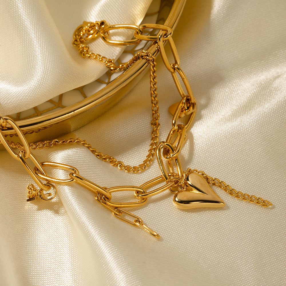 Stainless Steel Double Layered Charm Bracelet 