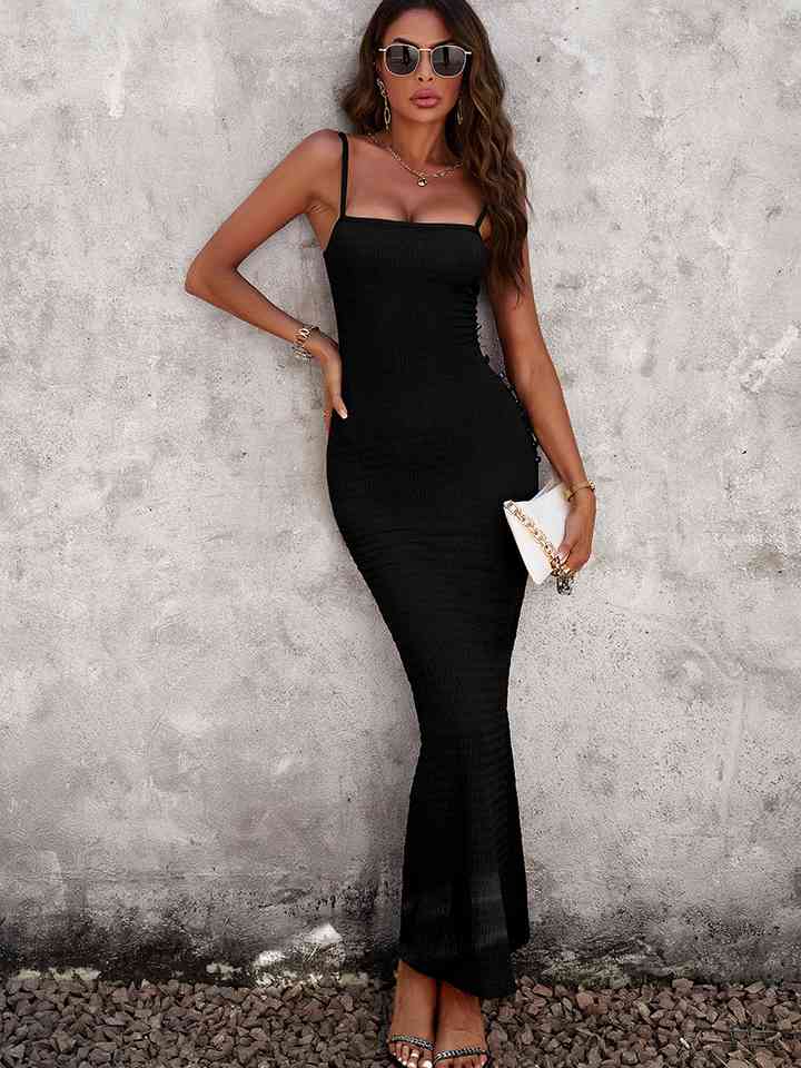 Devine Spaghetti Strap Bodyline Maxi Dress Dresses