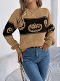 Pumpkin Round Neck Long Sleeve Sweater 