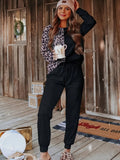 Leopard Round Neck Sweatshirt and Pants Lounge Set Lingerie & Nightwear